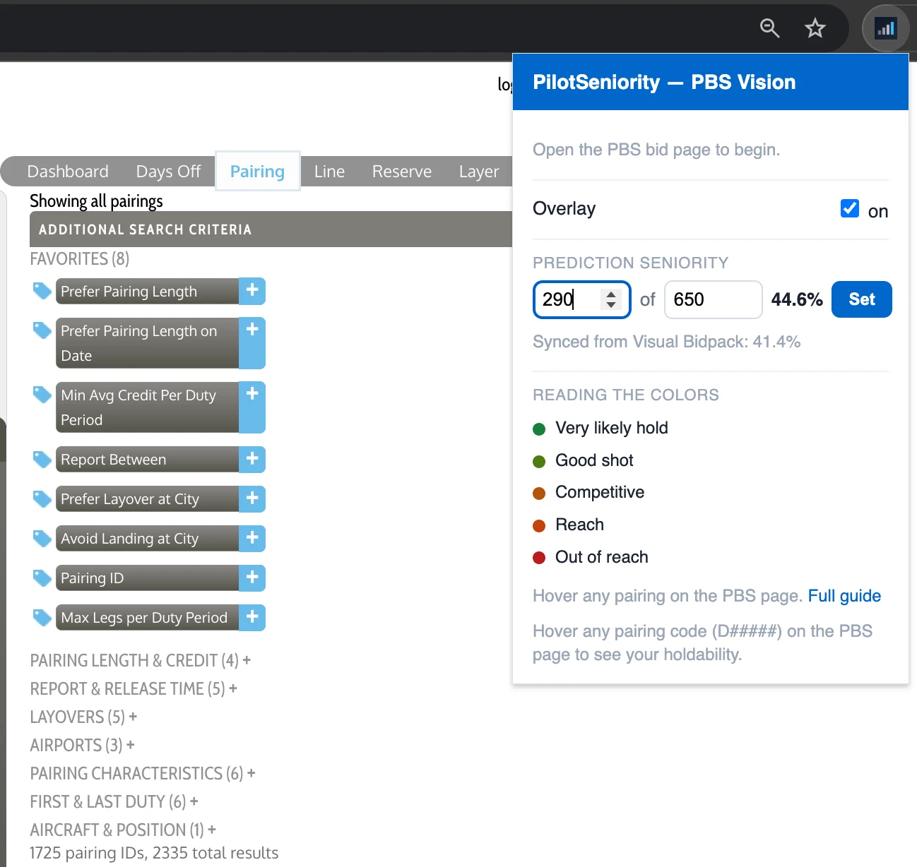 The PBS Vision popup where you enter your bidder number for the bid month